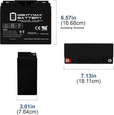 بطارية Mighty Max ML18-12 - بطارية بديلة UPS 12V 18AH متوافقة مع Sigmas SP12-18HR، SP 12-18HR - 4 عبوات in Saudi Arabia