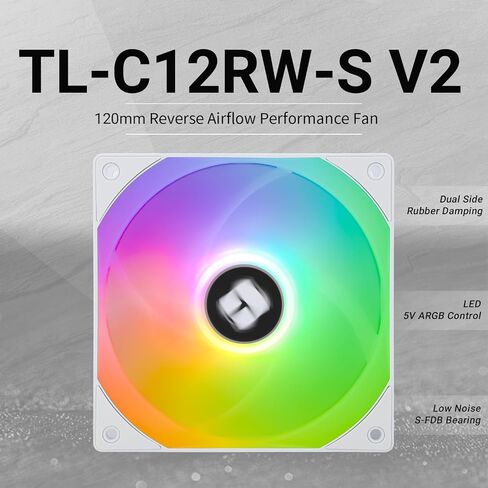 Thermalright TL-C12RB-S V2 CPU Fan Case Cooler PWM Fan, 4pin PWM Connector Computer Fan with ARGB Aperture, 1500RPM Speed PC Cooling Reverse Fan(120mm,Black) in Saudi Arabia