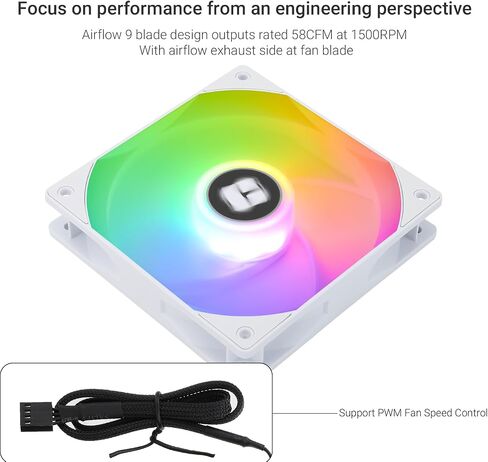 Thermalright TL-C12RB-S V2 CPU Fan Case Cooler PWM Fan, 4pin PWM Connector Computer Fan with ARGB Aperture, 1500RPM Speed PC Cooling Reverse Fan(120mm,Black) in Saudi Arabia