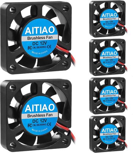 AITIAO 6 قطع 4010 مروحة منفاخ تيار مستمر 12 فولت مراوح تبريد صغيرة بدون فرش 40 × 40 × 10 مم منفاخ طابعة ثلاثية الأبعاد 4010 مراوح محملة بالزيت منفاخ توربيني مع طرفين دبوسين لخافضات حرارة الطارد للطابعة ثلاثية الأبعاد (4010 12 فولت) in Saudi Arabia