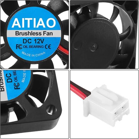 AITIAO 6 قطع 4010 مروحة منفاخ تيار مستمر 12 فولت مراوح تبريد صغيرة بدون فرش 40 × 40 × 10 مم منفاخ طابعة ثلاثية الأبعاد 4010 مراوح محملة بالزيت منفاخ توربيني مع طرفين دبوسين لخافضات حرارة الطارد للطابعة ثلاثية الأبعاد (4010 12 فولت) in Saudi Arabia