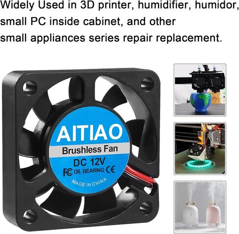 AITIAO 6 قطع 4010 مروحة منفاخ تيار مستمر 12 فولت مراوح تبريد صغيرة بدون فرش 40 × 40 × 10 مم منفاخ طابعة ثلاثية الأبعاد 4010 مراوح محملة بالزيت منفاخ توربيني مع طرفين دبوسين لخافضات حرارة الطارد للطابعة ثلاثية الأبعاد (4010 12 فولت) in Saudi Arabia