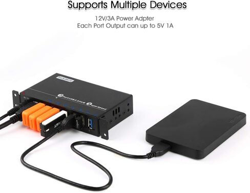 Powered USB Hub, Sipolar 7-Port USB 3.0 Hub with LED Indicator Multiport USB Spilitter with 12V 3A Power Adapter USB Port Expander for Laptops, PC, Computer, Miner, Mobile HDD, Flash Drive and More in Kuwait