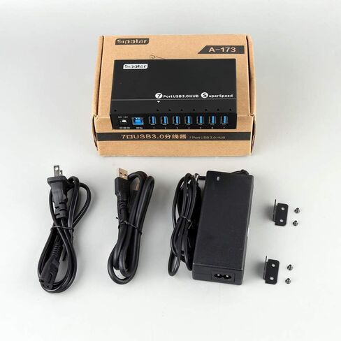 Powered USB Hub, Sipolar 7-Port USB 3.0 Hub with LED Indicator Multiport USB Spilitter with 12V 3A Power Adapter USB Port Expander for Laptops, PC, Computer, Miner, Mobile HDD, Flash Drive and More in Kuwait