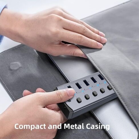 Sipolar USB Hub Powered 10-Port Hub with Individual On/Off Switches and 12W 4A Power Adapter,Aluminum Casing in Kuwait