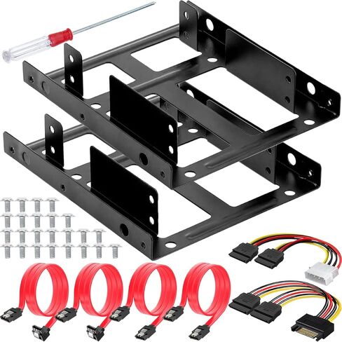 DKARDU 2.5" to 3.5" SSD/HDD Mounting Bracket Hard Drive Adapter Metal Bracket Kit - Laptop SSD/HDD Hard Drive to Desktop Computer HDD Adapter with SATA 3.0 Data & Power Cable, 2 PCS HDD Bracket in Saudi Arabia