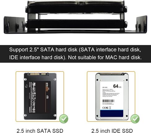 DKARDU 2.5" to 3.5" SSD/HDD Mounting Bracket Hard Drive Adapter Metal Bracket Kit - Laptop SSD/HDD Hard Drive to Desktop Computer HDD Adapter with SATA 3.0 Data & Power Cable, 2 PCS HDD Bracket in Saudi Arabia
