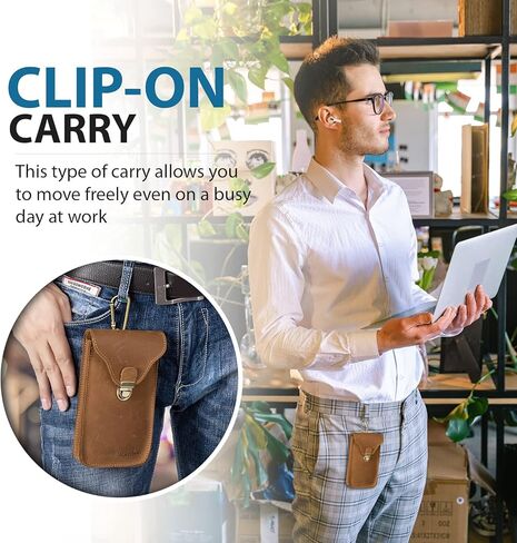 حافظة هاتف محمول من الجلد الطبيعي من Ranboo تناسب هاتف iPhone 15 Pro Max Samsung Galaxy A14 A54 S23 Ultra S22 Ultra S21 Ultra Note 20 Ultra 10+ 9 8، حافظة حزام الهاتف مع حقيبة خصر بمشبك حزام (بني) in Kuwait