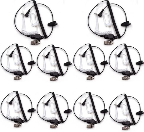 سماعة اذن للمراقبة 3.5 ملم لجهاز الاستقبال والاستماع فقط للكتف ومكبر الصوت والميكروفون موتورولا كينوود راديو ثنائي الاتجاه مع انبوب ملف شفاف (10 قطع) in Kuwait