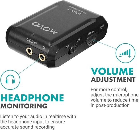 نظام ميكروفون Movo WMX-1-DUO 2.4 جيجا هرتز ثنائي لاسلكي Lavalier متوافق مع كاميرات DSLR وكاميرات الفيديو وأجهزة iPhone والهواتف الذكية التي تعمل بنظام Android والأجهزة اللوحية - رائع لتعليم البرامج التعليمية (متجدد) in Kuwait