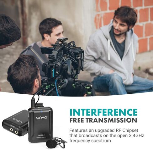 نظام ميكروفون Movo WMX-1-DUO 2.4 جيجا هرتز ثنائي لاسلكي Lavalier متوافق مع كاميرات DSLR وكاميرات الفيديو وأجهزة iPhone والهواتف الذكية التي تعمل بنظام Android والأجهزة اللوحية - رائع لتعليم البرامج التعليمية (متجدد) in Kuwait