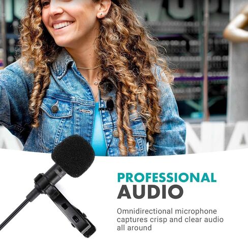 نظام ميكروفون Movo WMX-1-DUO 2.4 جيجا هرتز ثنائي لاسلكي Lavalier متوافق مع كاميرات DSLR وكاميرات الفيديو وأجهزة iPhone والهواتف الذكية التي تعمل بنظام Android والأجهزة اللوحية - رائع لتعليم البرامج التعليمية (متجدد) in Kuwait
