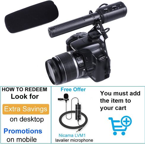 Nicama قلبي مكثف مقابلة Vlog ميكروفون لكاميرا DSLR نيكون كانون سوني كاميرا بدون مرآة كاميرا فيديو DV in Kuwait