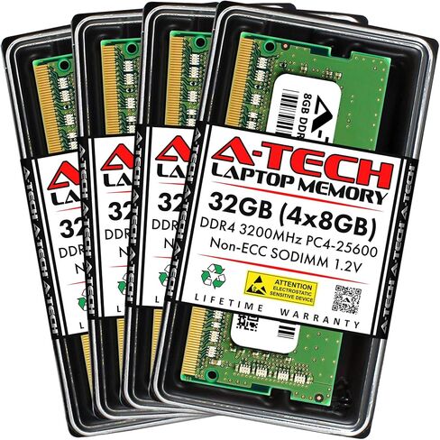 A-Tech 16GB DDR4 3200 MHz SODIMM PC4-25600 (PC4-3200AA) CL22 وحدة ذاكرة الوصول العشوائي للكمبيوتر المحمول غير ECC in Kuwait