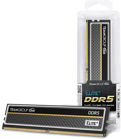 TEAMGROUP Elite Plus DDR5 16GB (2x8GB) 4800MHz PC5-38400 CL40 غير مخزنة غير ECC 1.1V UDIMM 288 Pin وحدة ذاكرة سطح المكتب (أسود) - TPBD516G4800HC40DC01 in Kuwait