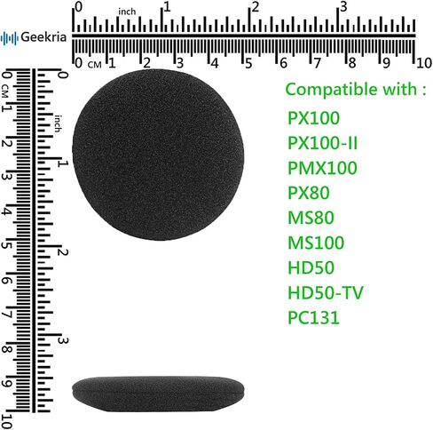 قطعة غيار لسماعات الأذن Geekria من أجل Sennheiser PX100, PX80, PC131, Koss SP PP استبدال سماعات الأذن / وسائد الأذن / غطاء الأذن / غطاء الأذن / قطع غيار مساند الأذن (أسود) in Saudi Arabia