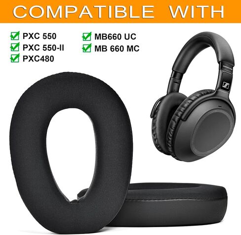 وسائد أذن PXC550 - وسائد بديلة لغطاء الأذن من جل التبريد متوافقة مع سماعات Sennheiser PXC480 PXC 550 PXC 550-II اللاسلكية MB660 UC، MB 660 MC، رغوة عالية الكثافة لإلغاء الضوضاء in Saudi Arabia