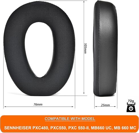 وسائد أذن PXC550 - وسائد بديلة لغطاء الأذن من جل التبريد متوافقة مع سماعات Sennheiser PXC480 PXC 550 PXC 550-II اللاسلكية MB660 UC، MB 660 MC، رغوة عالية الكثافة لإلغاء الضوضاء in Saudi Arabia