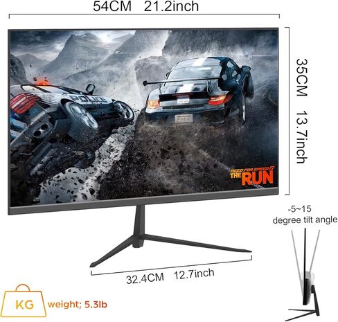 شاشة كمبيوتر Lrtzcbi مقاس 24 بوصة IPS شاشة FHD 1920 x 1080 PC 16:9، معدل تحديث 75 هرتز، 16.7 مليون لون، شاشة مضادة للتوهج مع منفذ HDMI/VGA لألعاب PS3 PS4 Xbox Switch in Kuwait