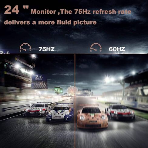 شاشة كمبيوتر Lrtzcbi مقاس 24 بوصة IPS شاشة FHD 1920 x 1080 PC 16:9، معدل تحديث 75 هرتز، 16.7 مليون لون، شاشة مضادة للتوهج مع منفذ HDMI/VGA لألعاب PS3 PS4 Xbox Switch in Kuwait