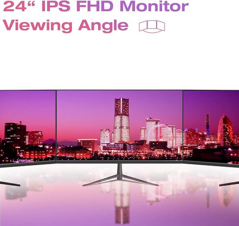 شاشة كمبيوتر Lrtzcbi مقاس 24 بوصة IPS شاشة FHD 1920 x 1080 PC 16:9، معدل تحديث 75 هرتز، 16.7 مليون لون، شاشة مضادة للتوهج مع منفذ HDMI/VGA لألعاب PS3 PS4 Xbox Switch in Kuwait