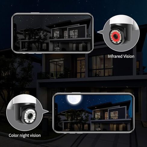 Security Camera Outdoor, 2.4G/5G WiFi 360° PTZ Security Cameras Outdoor for Home Security,Night Vision, Human PIR Detection, 2 Way Audio,IP65, Free Cloud Storage in Kuwait