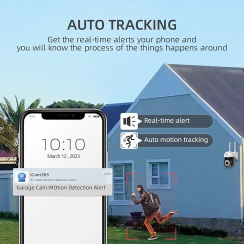 Security Camera Outdoor, 2.4G/5G WiFi 360° PTZ Security Cameras Outdoor for Home Security,Night Vision, Human PIR Detection, 2 Way Audio,IP65, Free Cloud Storage in Kuwait