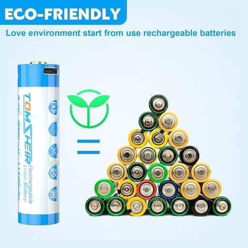 TOMSHEIR 2 Pack 3.7V Rechargeable Batteries with Micro-USB Port Cable 3000mAh Battery for Flashlights, Camera, Headlamps, Doorbells, RC Cars, Sound Equipment in Kuwait
