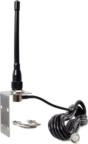 هوائي HYSHIKRA VHF البحري، هوائي قارب مطاطي 156-163 ميجا هرتز مع كابل RG58 بطول 5 متر/16.4 قدم ودعامة حاجز على شكل حرف L لجهاز الإرسال والاستقبال اللاسلكي Uniden Icom Yaesu Cobra Midland in Saudi Arabia