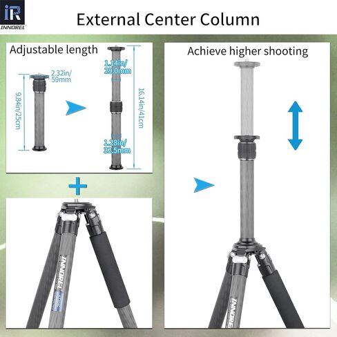 Carbon Fiber Tripod INNOREL KT324C Without Head Professional Portable Compact Travel Tripod for Digital DSLR Camera Heavy Duty Stand Support 1.28in/32.5mm Tube Max Load 55lbs/25kg with Center Column in Saudi Arabia