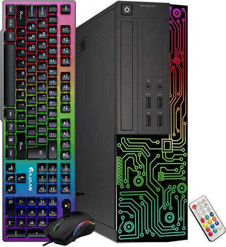 Dell OptiPlex Desktop RGB Computer PC, Intel i5 Quad-Core Processor, 16GB RAM, 512GB SSD, 24 Inch HDMI Monitor, RGB Keyboard Mouse and Headset, WiFi, Windows 10 Pro (Renewed) in Saudi Arabia