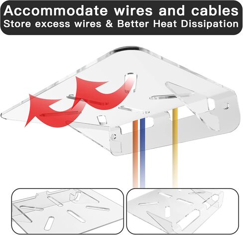 رف تثبيت على الحائط لجهاز توجيه WiFi من CaSZLUTION، حامل رف حائط عائم من الأكريليك، حامل رف تخزين عالمي لجهاز التوجيه والمودم وجهاز العرض الصغير وصندوق التلفزيون ومكبر الصوت وما إلى ذلك، 12.2 × 10.03 بوصة (شفاف) in Saudi Arabia