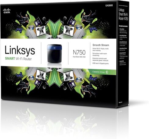 لينكسيس N750 واي فاي لاسلكي ثنائي النطاق + راوتر مع منافذ جيجابت وUSB، تطبيق واي فاي ذكي يمكن التحكم في شبكتك من أي مكان (EA3500) in Kuwait