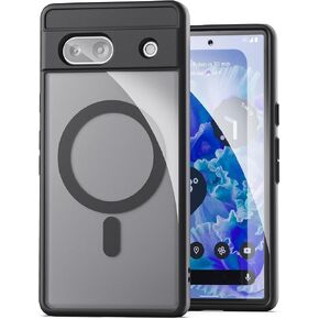 حافظة مغناطيسية مغلفة لهاتف Google Pixel 7a (2023) متوافقة مع شحن وملحقات MagSafe، شفافة/أسود (PIXEL-7A 2023) in Kuwait