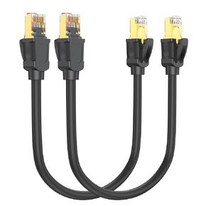UKYEE Cat8 كابل إيثرنت 1FT 2-Pack، كابل قصير لشبكة الإنترنت Cat 8 عالي السرعة 40 جيجابت في الثانية 2000 ميجا هرتز للوحة التصحيح، والشبكة المنزلية، وإدارة الكابلات، والمفاتيح، وجهاز التوجيه، والمودم. in Kuwait