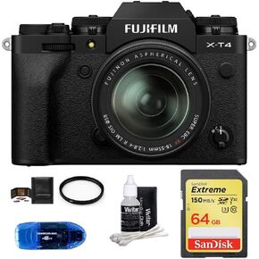 Fujifilm X-T4 Mirrorless Digital Camera with XF 18-55mm f/2.8-4 R LM OIS Lens (Black) Bundle, Includes: SanDisk 64GB Extreme SDXC Memory Card, 58mm UV Filter + More (6 Items) in Saudi Arabia