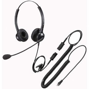 سماعة هاتف مع مقبس RJ9 للخطوط الأرضية للمكاتب، سماعة رأس لمركز الاتصال مع ميكروفون عازل للضوضاء لهاتف IP، تعمل مع Yealink T21P T42G T46G T48G Grandstream in Kuwait