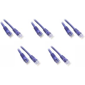 C&E Cat5e كابل إيثرنت بطول 200 قدم، حذاء بدون حلق/مقولب، 5 حزم، بنفسجي (CNE49387) 35 Feet بنفسجي