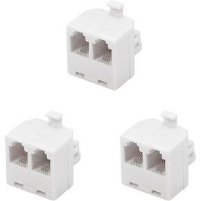 Vthahaby Duplex Jack Phone Wall Adapter-1 to 2 Modular Wall Jack Phone Line RJ11 Converter Adapter Splitter for Home Office ADSL DSL Fax Model Cordless Phone System (3 Way Splitter(3Pack)