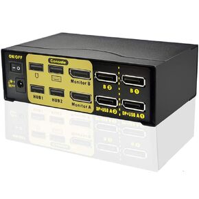 2 Port KVM Switch Dual Monitor DisplayPort 4K 60Hz,2 Computers 2 Monitors DP KVM Switch with USB 2.0 HUB,DP 1.2 Kvm Switch,EDID and 1.2 HDCP, PC Monitor Keyboard Mouse Switcher with Cables in Kuwait