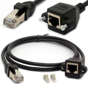 كابل تمديد إيثرنت RJ45 Cat 5E/5 Cat 6 ذكر إلى أنثى محمي بلوحة لولبية مثبتة على شبكة الإنترنت المحلية (0.3 متر) in Kuwait