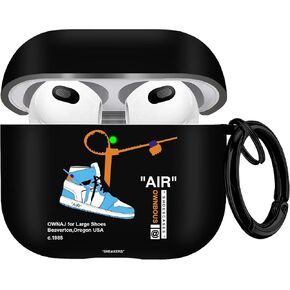 Gedicht for Airpods 3rd Generation Case Air Sports Shoes, Protective TPU Soft Cases Cover Rugged for Apple Airpod 3 Case with Keychain for Women Men，Black Red in Kuwait