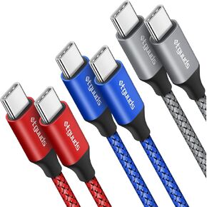etguuds كابل USB C إلى USB C بطول 3 أقدام، 3 حزم PD 60 وات سلك شحن سريع من النوع C إلى النوع C لهاتف Samsung Galaxy S23 S22 S21 S20 Ultra S10 Note 20 5G، Z Flip Fold 5 4 3، Tab S8 S8+، Pixel، USB C حاسوب محمول in Kuwait
