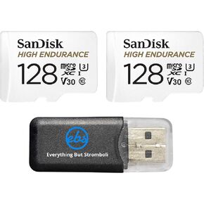 SanDisk 128GB High Endurance Memory Card (2 Pack) for Garmin Dash Cams | Works with 57, 67W, Mini 2, 47 Series (SDSQQNR-128G-GN6IA) Class 10 Bundle with (1) Everything But Stromboli Card Reader in Kuwait