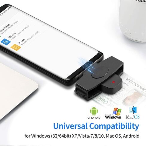 فواستيك قارئ بطاقات سي ايه سي بمنفذ USB C، قارئ بطاقات ذكية سي ايه سي ميتاري، قارئ بطاقات الائتمان وبطاقة سي ايه سي متوافق مع هواتف اندرويد وماك بوك برو واي ماك واجهزة اللابتوب الاخرى من النوع C in Kuwait