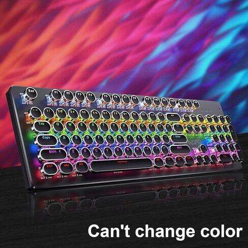 GPERHUAN Typewriter Mechanical Keyboard, Rainbow LED Backlit, Vintage Retro Style, Blue Switches, 104 Keys for PC, Mac, Black in Kuwait