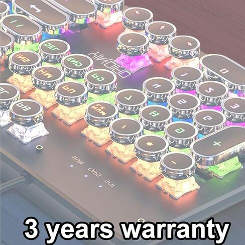 GPERHUAN Typewriter Mechanical Keyboard, Rainbow LED Backlit, Vintage Retro Style, Blue Switches, 104 Keys for PC, Mac, Black in Kuwait