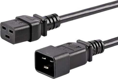 StarTech.com 6ft (1.8m) Heavy Duty Extension Cord, IEC 320 C19 to IEC 320 C20 Black Extension Cord, 15A 250V, 14AWG, Heavy Gauge Extension Cable, Heavy Duty AC Power Cord, UL Listed (PXTC19C20146) in Kuwait
