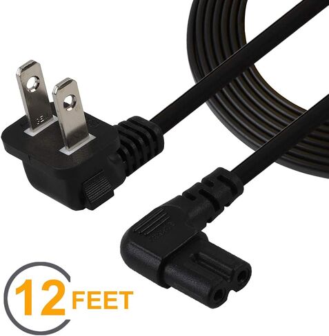 TV Power Cord,10FT/3Meter Double Angled (L-Type Angle) IEC 320 C7 to Nema 1-15P AC Power Cord, NISPT-2 18AWG 2-Slot 90 Degree Nema 1-15P to IEC C7 (Figure 8) Right Angle AC Power Cable in Kuwait