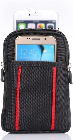 Cell Phone Belt Bag for Menand Women, Cell Phone Waist Bag Small, 6.9" Waterproof Vertical Cellphone Waist Belt Pouch Nylon Smartphone Belt Loop Holder with Zipper Case Fanny Pack with Carabiner in Kuwait